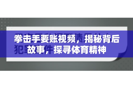 拳击手要账视频,揭秘背后故事,探寻体育精神 拳击手要账视频,揭秘背后故事,探寻体育精神