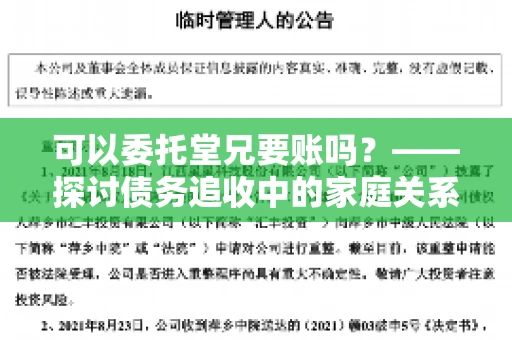 可以委托堂兄要账吗？——探讨债务追收中的家庭关系运用