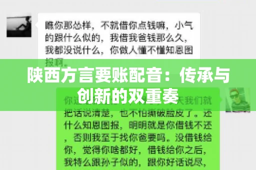 陕西方言要账配音:传承与创新的双重奏 陕西方言要账配音:传承与创新的双重奏